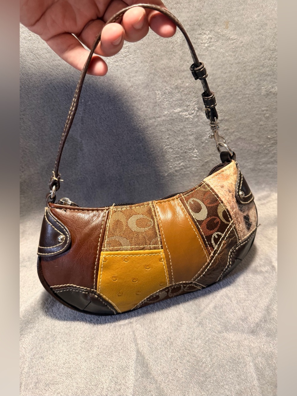 Y2K Guess Patchwork Signature Faux Leather Wristlet